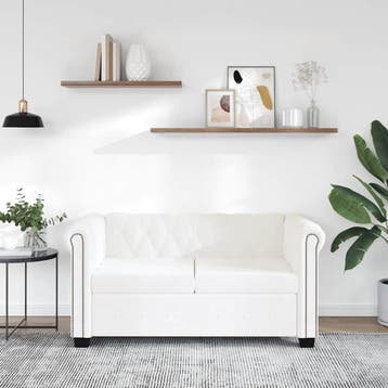 vidaXL Tweezitsbank / zetel Chesterfield-stijl kunstleer wit, Huis en Inrichting, Verzenden, Nieuw