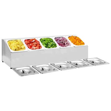 vidaXL Gastronormbakkenhouder met 5 GN 1/6 bakken roestvrij, Verzenden, Nieuw