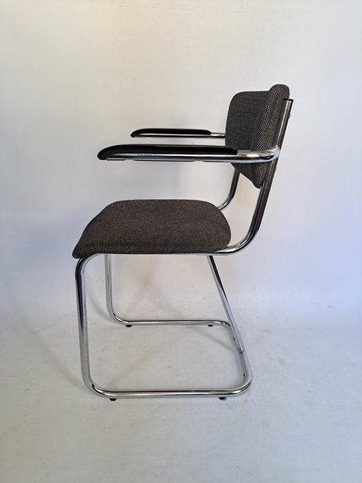 Chaise de bureau - fauteuil cantilever - Acier, Textile,, Antiek en Kunst, Kunst | Designobjecten