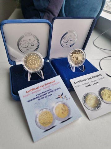 België. 2 Euro 2018/2024 Mai 68 + Presidency (2 coins), Postzegels en Munten