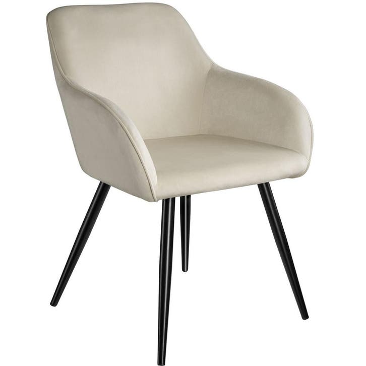 tectake Eetkamerstoel Marilyn fluweellook, zwarte stoelpoten, Huis en Inrichting, Stoelen, Verzenden
