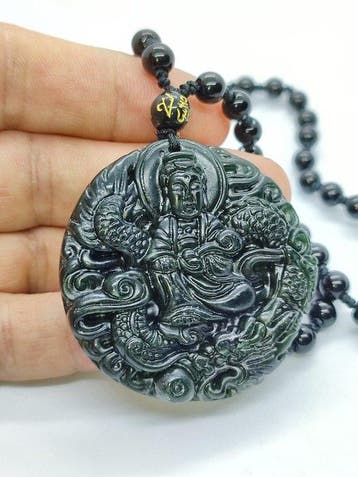 Zeer mooie nefrietjade en zwarte onyx handgemaakte