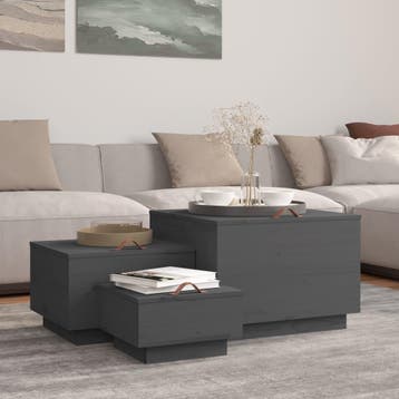 vidaXL Opbergboxen met deksels 3 st massief grenenhout grijs, Huis en Inrichting, Verzenden, Nieuw