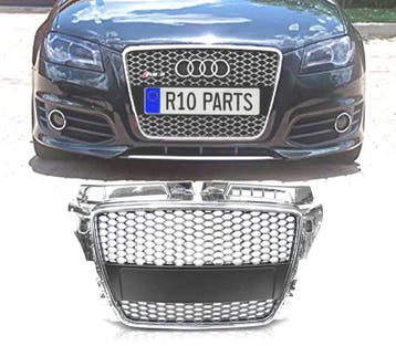 CALANDRE AUDI A3 8P 08-12 LOOK RS CHROMÉ NOIR, Verzenden