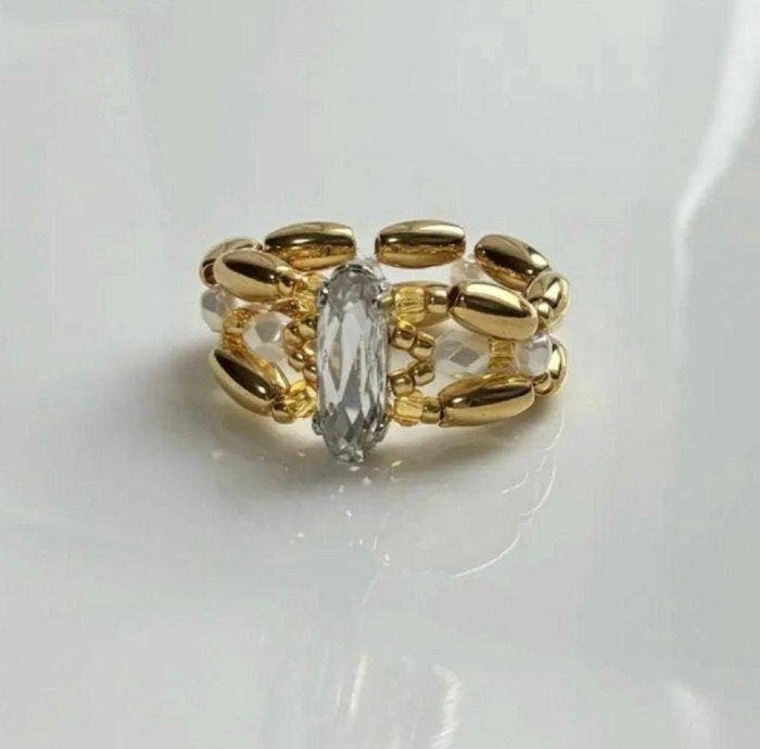 Swarovski - Swarovski Kristallen Ring — goudkleurig met, Antiquités & Art, Curiosités & Brocante