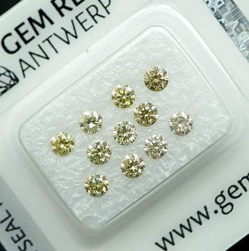 11 pcs Diamant (Couleur naturelle) - 1.14 ct - Rond - Fancy, Nieuw