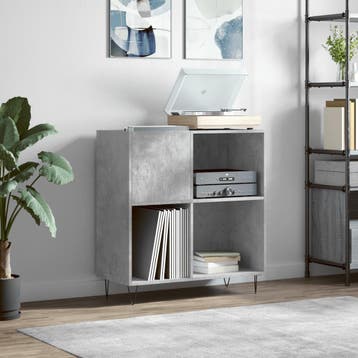 vidaXL Platenkast 84,5x38x89 cm bewerkt hout betongrijs, Huis en Inrichting, Woonaccessoires | Cd- en Dvd-rekken, Verzenden, Nieuw