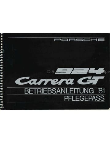 1981 PORSCHE 924 CARRERA GT INSTRUCTIEBOEKJE DUITS