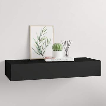 vidaXL Wandschap met lade 60x23,5x10 cm MDF zwart, Huis en Inrichting, Verzenden, Nieuw