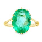 Bague - 18 carats Or jaune - 4.42ct. tw. Émeraude, Bijoux, Sacs & Beauté