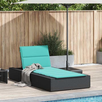 vidaXL Ligbed met zwevend kussen poly rattan zwart, Verzenden