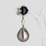 Oorbellen - 18 karaat Witgoud Saffier - Diamant, Handtassen en Accessoires, Oorbellen, Nieuw