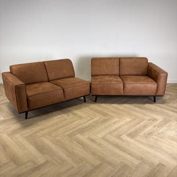 BePureHome 4-zits Bank 280 cm, bruin suède (imitatie), Gebruikt, Bureau