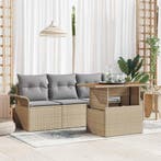 vidaXL Tuinbank Set met opslag 5 pcs Beige Poly rattan, Verzenden, Nieuw