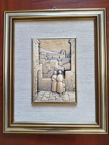 Ottaviani - Reliëf, Bassorilievo in argento 925 Scorcio di