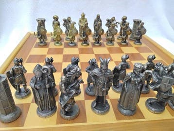 Schaakspel - Echiquier pions alliages - Hout, Antiek en Kunst