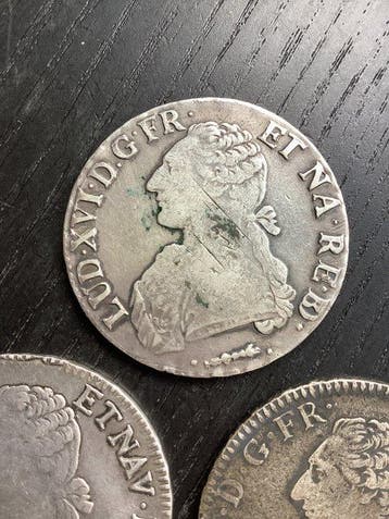 France. Louis XVI (1774-1792). Ecu 1781/1789 (3 munten)