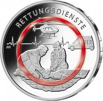 50 Euro 2022 Brd 5 x 10 Euro 2026 Rettungsdienste mit Pol..., Postzegels en Munten, Verzenden, België