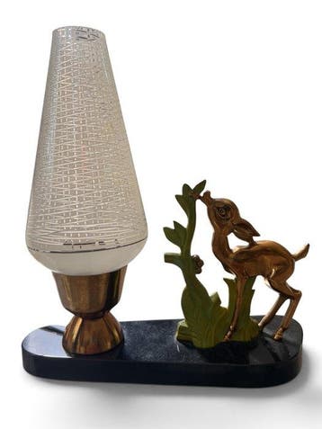 Lampe - Laiton, Résine, Verre