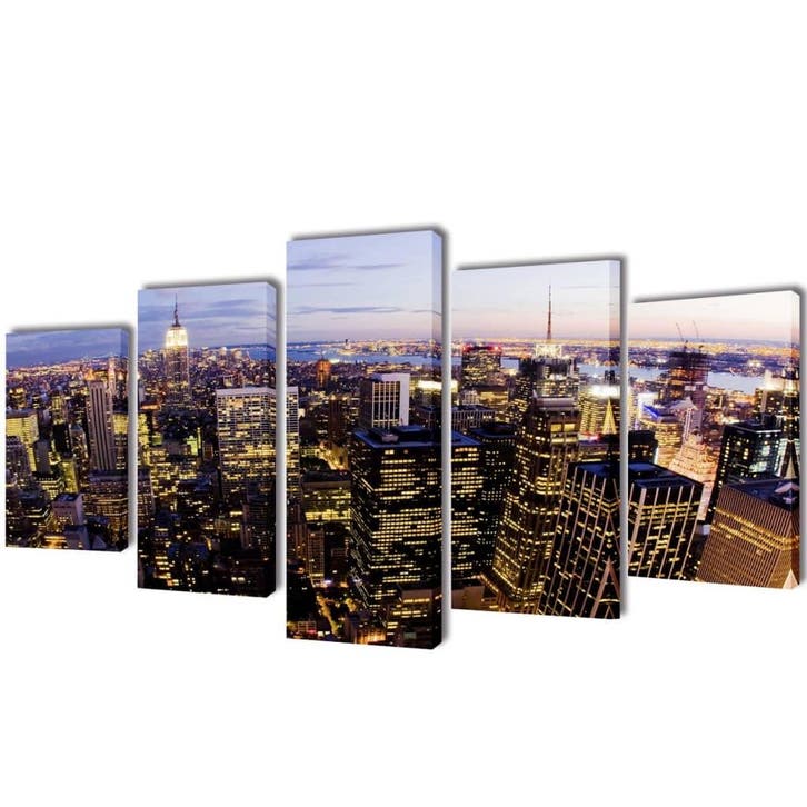 vidaXL Canvas muurdruk set Horizon New York skyline 200 x, Verzamelen, Posters, Nieuw, Verzenden