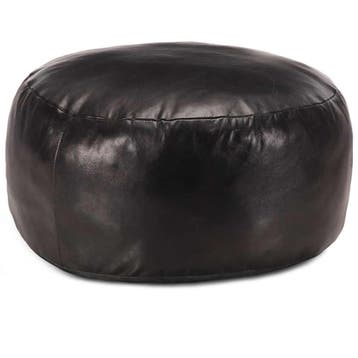 vidaXL Poef 60x30 cm echt geitenleer zwart, Huis en Inrichting, Zetels | Voetbanken en poefs, Verzenden, Nieuw