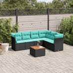 vidaXL 7-delige Loungeset met kussens poly rattan zwart, Verzenden, Nieuw, Loungeset