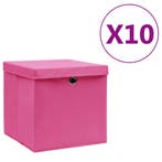 vidaXL Opbergboxen met deksel 10 st 28x28x28 cm roze, Verzenden
