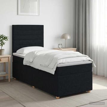 vidaXL Boxspringbed met matras met hoofdeinde Zwart 90 x 200, Verzenden