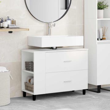 vidaXL Badkamer vaniteitsunit Wit 80 x 35 x 60 cm Bewerkt, Verzenden, Nieuw