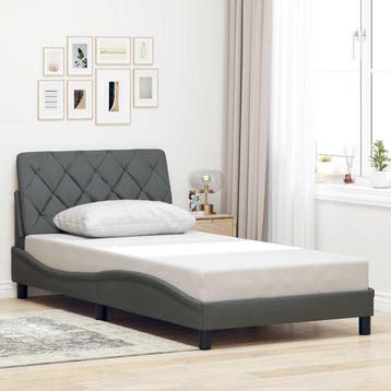 vidaXL Bedframe zonder matras 100x200 cm stof donkergrijs, Verzenden, Nieuw