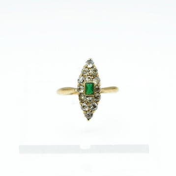 Bague - 18 carats Or jaune Émeraude - Diamant, Bijoux, Sacs & Beauté