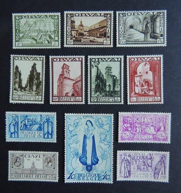 België 1933 - Grote serie Orval Cob # 363/74 c/v 1100 €