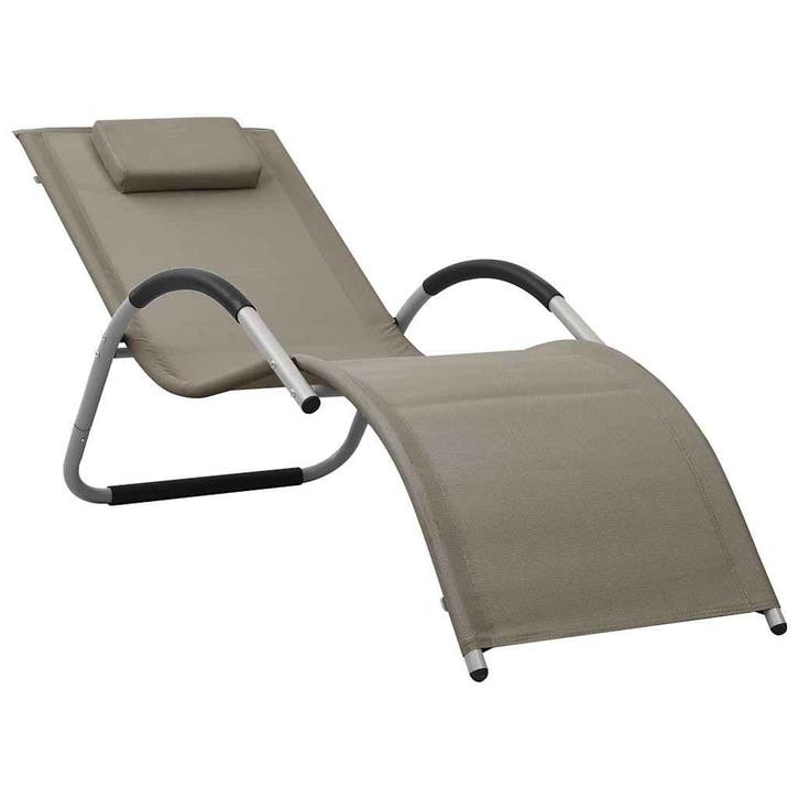 vidaXL Ligbed textileen taupe en grijs, Tuin en Terras, Ligbedden, Nieuw, Verzenden