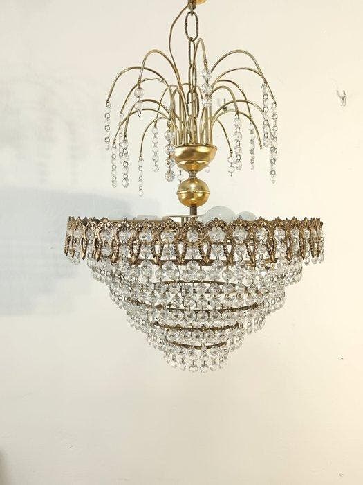 Lampe - Laiton, Cristal - Lampe araignée, Antiek en Kunst, Antiek | Verlichting