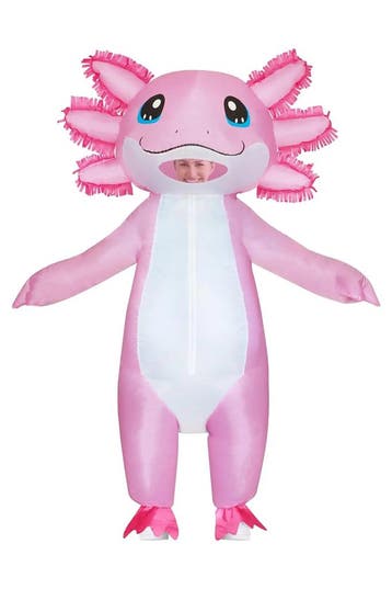 KIMU® Opblaas Kostuum Axolotl Opblaasbaar Pak Salamanderpak, Ophalen of Verzenden, Nieuw