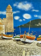 Yves Ganne (1931-2019) - Le Port de Collioure - Marine -