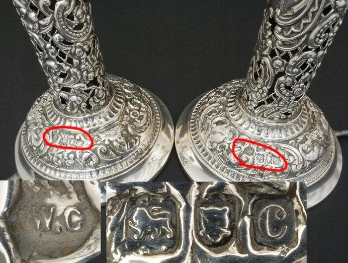 William Comyns & Sons - Lampe de table (2) - Paire antique, Antiquités & Art, Antiquités | Argent & Or