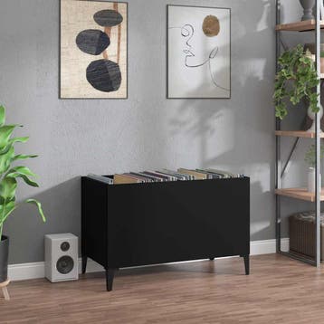 vidaXL Platenkast 74,5x38x48 cm bewerkt hout zwart, Huis en Inrichting, Verzenden, Nieuw