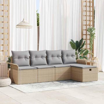 vidaXL Tuinbank Set 5 st Poly rattan, Verzenden