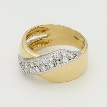 Bague - 18 carats Or jaune, Or blanc Diamant (Naturelle), Nieuw