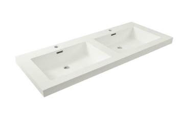 Vision dubbele kunstmarmer wastafel 120x46 wit, Huis en Inrichting, Badkamer | Badkamermeubels, Ophalen of Verzenden, Nieuw