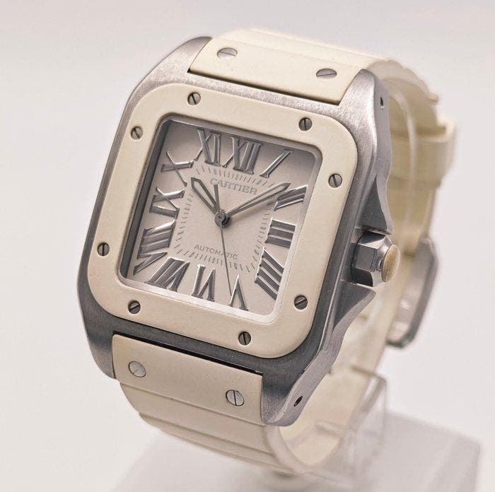Cartier - Santos 100 Medium - W20129U2 - Femme - 2010-2020, Handtassen en Accessoires, Horloges | Heren