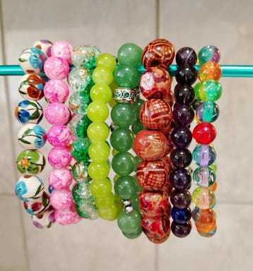 Boeddhistische meditatiearmbanden met rhodoniet, roze