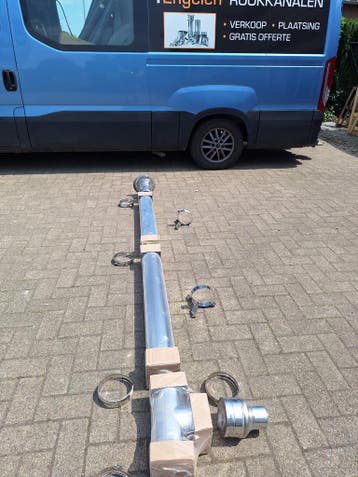 inox of zwart gelakte schouw voor pelletkachel dubbelwandig, Ophalen, Nieuw