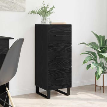 vidaXL Dressoir met lade Zwart Eiken 34,5 x 34 x 90 cm, Huis en Inrichting, Kasten | Dressoirs, Verzenden, Nieuw