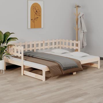 vidaXL Slaapbank uitschuifbaar 2x(80x200) cm massief, Verzenden, Nieuw