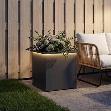 vidaXL Tuinplantenbak met led Antraciet 50 x 50 x 48 cm, Verzenden, Nieuw