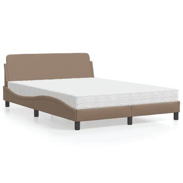 vidaXL Bed met matras Dover kunstleer cappuccinokleurig, Huis en Inrichting, Slaapkamer | Bedden, Verzenden, Nieuw