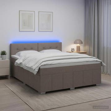 vidaXL Boxspringbed met matras met hoofdeinde Taupe 160 x, Verzenden, Nieuw