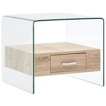 vidaXL Salontafel met lade 50x50x45 cm gehard glas, Huis en Inrichting, Tafels | Salontafels, Verzenden, Nieuw